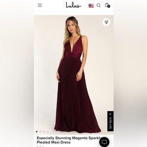 Lulu’s “Especially Stunning Magenta Sparkly Pleated Maxi Dress”